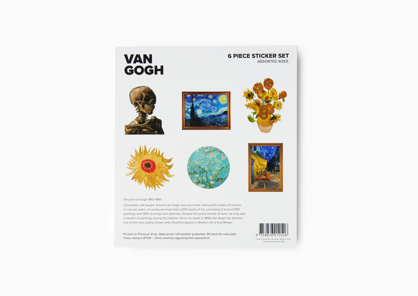 Van Gogh 6 Pack of Stickers